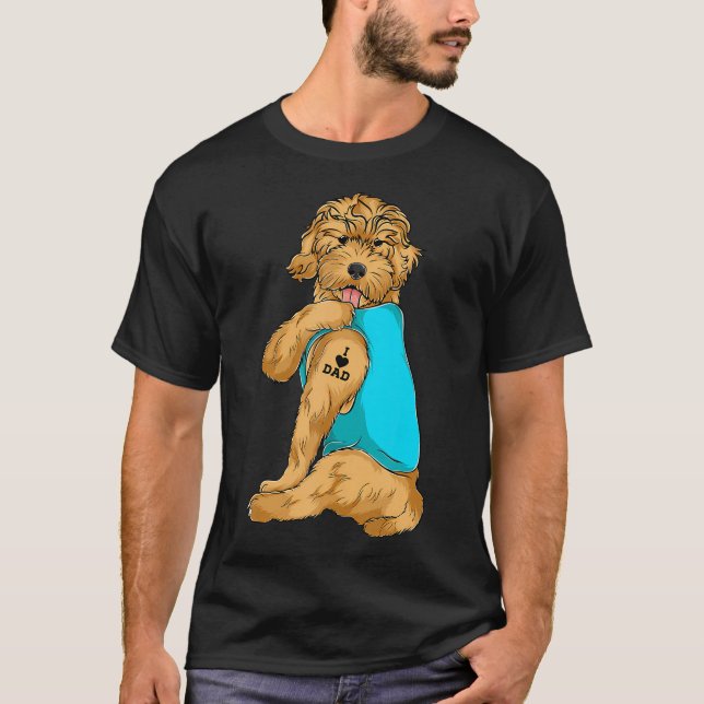 Golden Doodle I Kärlek Pappa Tattoapparel Hund Pap T Shirt (Framsida)