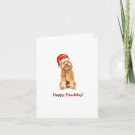 Golden doodle i Santa hatt Veckad Högtid  Kort