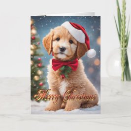 Golden Doodle-julvalpen hälsning Helgkort