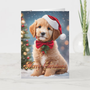 Golden Doodle-julvalpen hälsning Helgkort