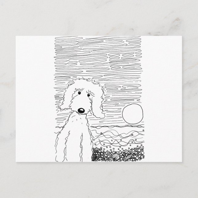 Golden Doodle på stranden Vykort (Framsida)
