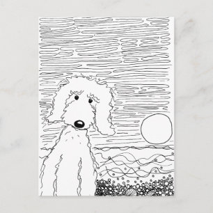 Golden Doodle på stranden Vykort