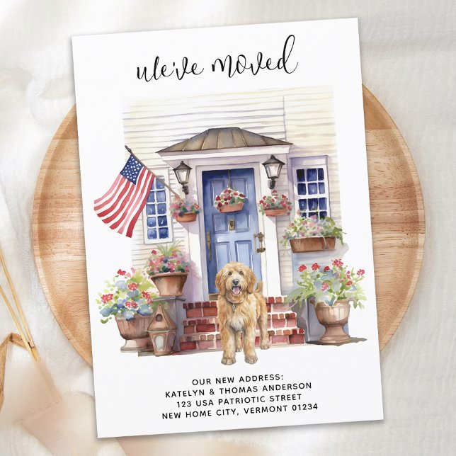 Golden Doodle Patriotic Personlig Hund Flytta Meddelande (Skapare uppladdad)