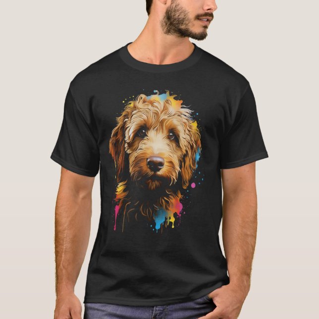 Golden Doodle Puppy Best Hund Walking Pet Fläkt T Shirt (Framsida)