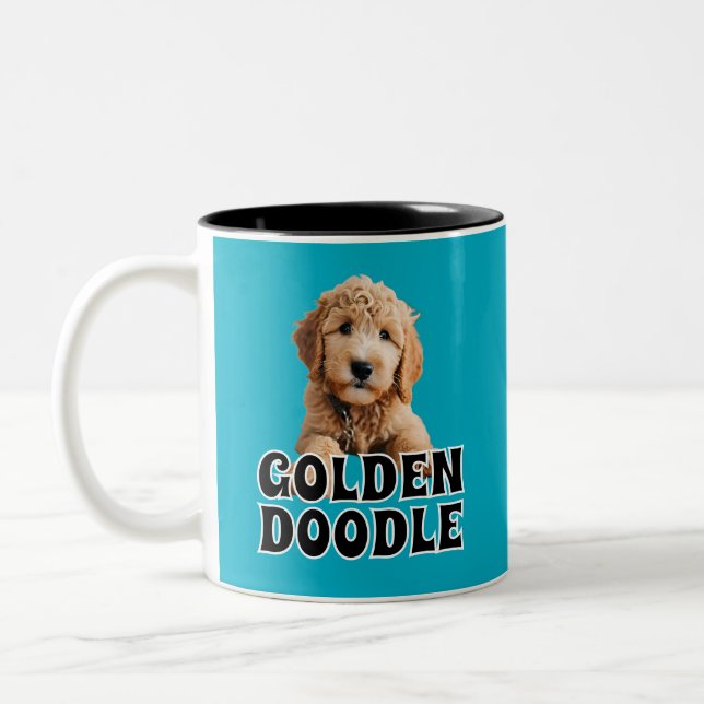 Golden Doodle Puppy Två-Tonad Mugg (Vänster)