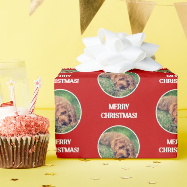 Golden Doodle Red Wrapping Papper Presentpapper (Födelsedagsfest)