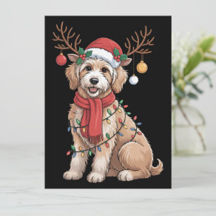 Golden Doodle vacker julgran med renar Julkort