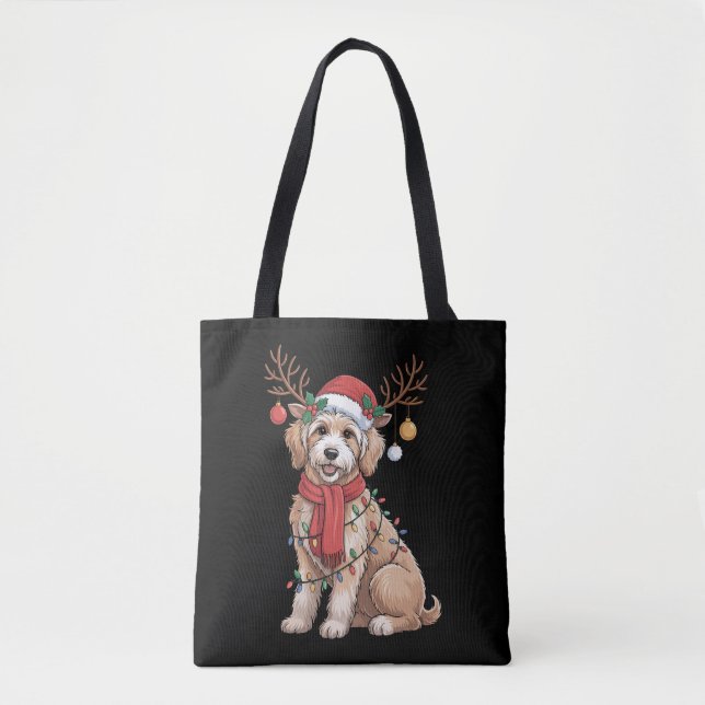 Golden Doodle vacker julgran med renar  Tygkasse (Framsida)