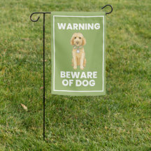 Golden Doodle Yard Flag - Beware of Dog Green