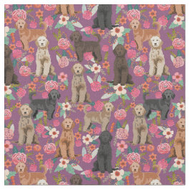 Golden Doodles vintage blommigt lila Tyg