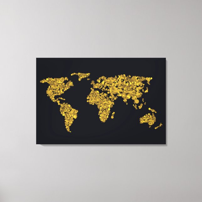 Golden Dot World Map Canvastryck (Framsida)