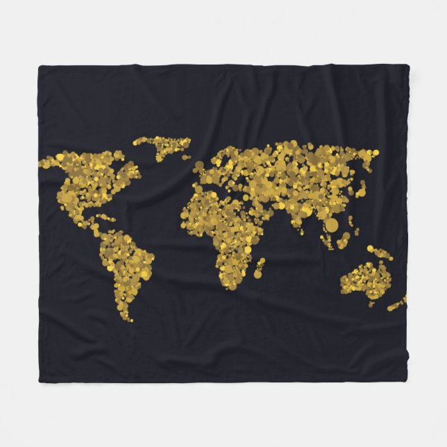 Golden Dot World Map Fleecefilt (Framsidan (Horisontell))