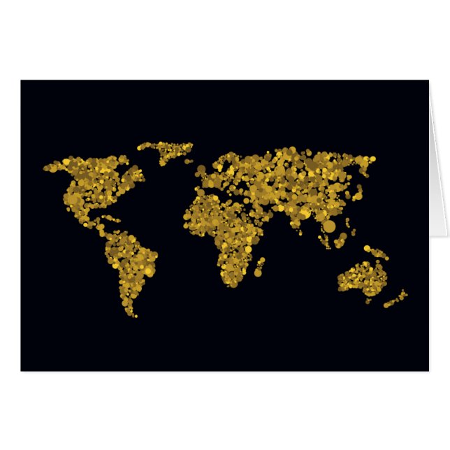Golden Dot World Map Hälsningskort (Framsidan Horizontal)