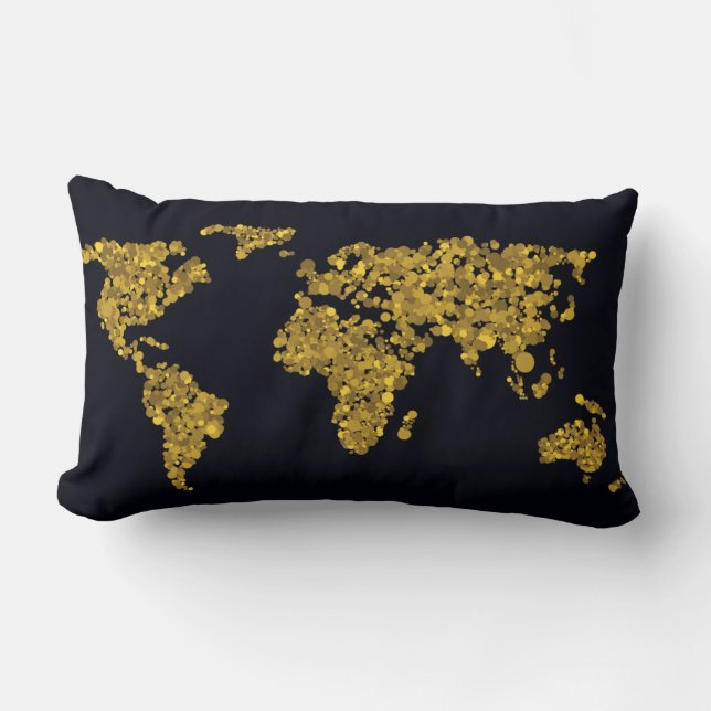 Golden Dot World Map Lumbarkudde (Framsida)