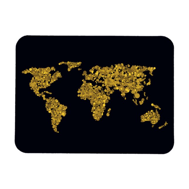Golden Dot World Map Magnet (Horisontell)