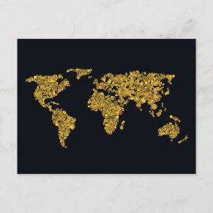 Golden Dot World Map Vykort