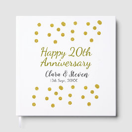 Golden dots glitter happy 20th anniversary wedding gästböcker