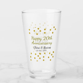 Golden dots glitter happy 20th anniversary wedding glaskopp