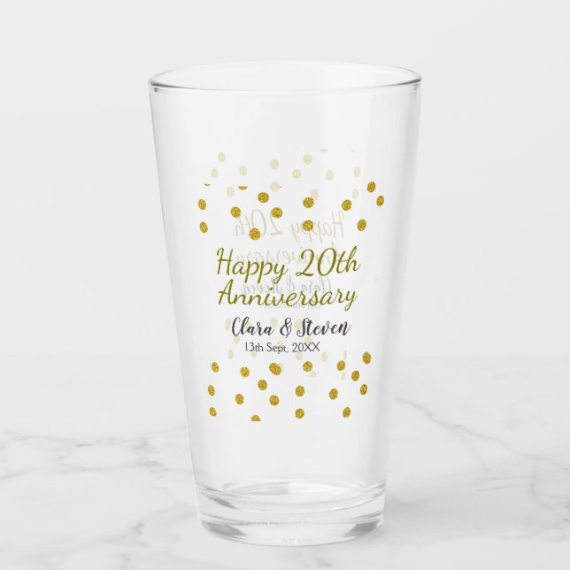 Golden dots glitter happy 20th anniversary wedding glaskopp (Framsida)