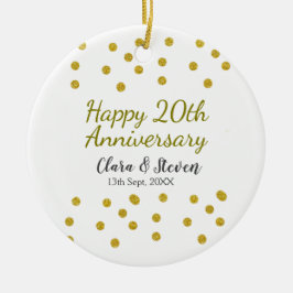 Golden dots glitter happy 20th anniversary wedding julgransprydnad keramik