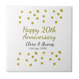 Golden dots glitter happy 20th anniversary wedding kakelplatta