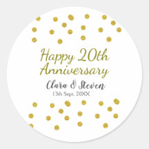 Golden dots glitter happy 20th anniversary wedding