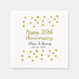 Golden dots glitter lycklig 20-årsjubileum bröllop pappersservett