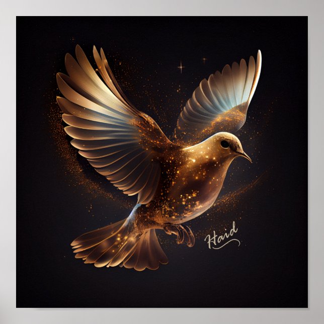 Golden Dove Heliga Spirit - AI Poster (Framsidan)