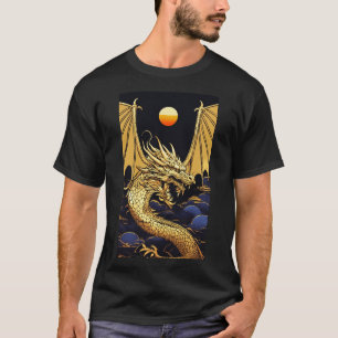 "Golden Dragon at Dawn: A Vaporwave Fusion" T Shirt