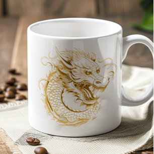 Golden Dragon Chinese Dragon Kaffemugg
