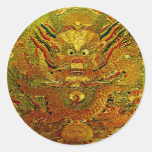 Golden dragon Chinese embroidery Ming dynasty Runt Klistermärke