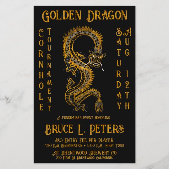 Golden Dragon Cornhole Tournament Fundraiser-hände Flygblad (Framsidan)