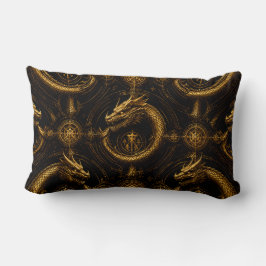 Golden Dragon Dark Fantasy Pillow Lumbarkudde