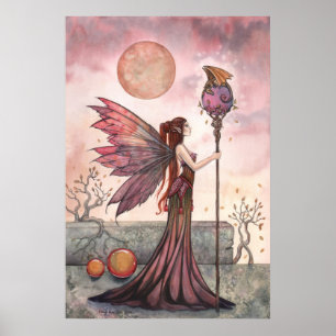 Golden Dragon Fantasy Fairy Poster