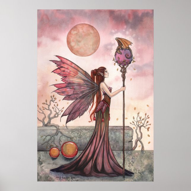 Golden Dragon Fantasy Fairy Poster (Framsidan)