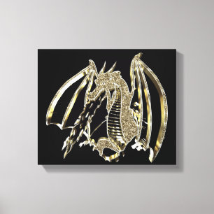 Golden Dragon Fire Andagon Dragon Canvastryck