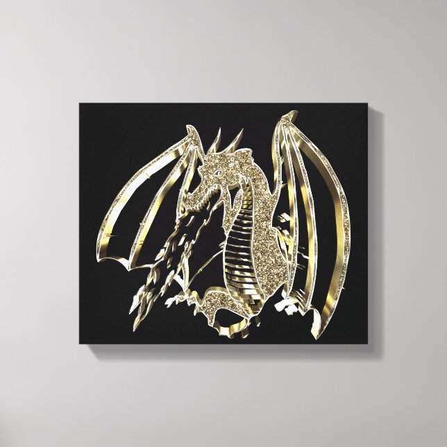 Golden Dragon Fire Andagon Dragon Canvastryck (Framsida)