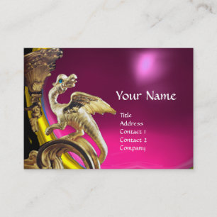 GOLDEN DRAGON FUCHSIA LILA AMETHYST Monogram Visitkort