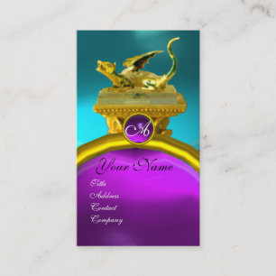 GOLDEN DRAGON GEM MONOGRAM, blue lila ametyst Visitkort