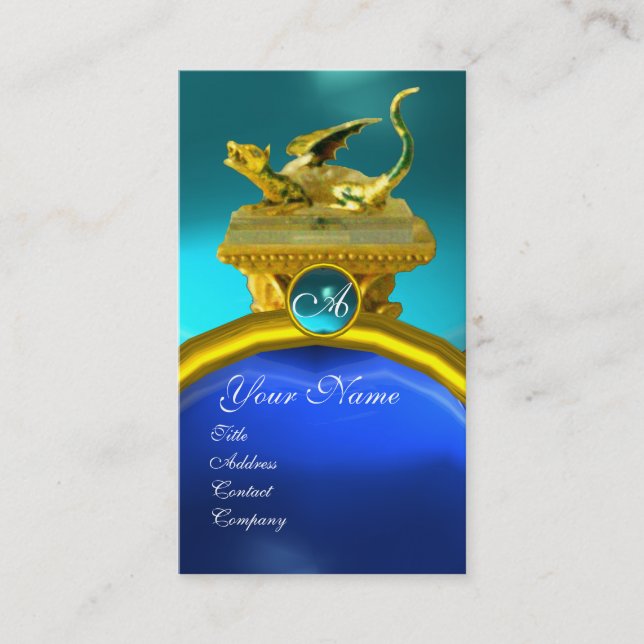 GOLDEN DRAGON GEM MONOGRAM, gult blue sapphire Visitkort (Framsida)