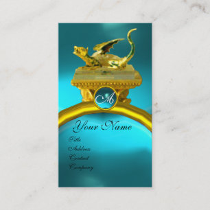 GOLDEN DRAGON GEM MONOGRAM, gult blue sapphire Visitkort