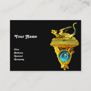 GOLDEN DRAGON GEM MONOGRAM, gult svart, blått Visitkort