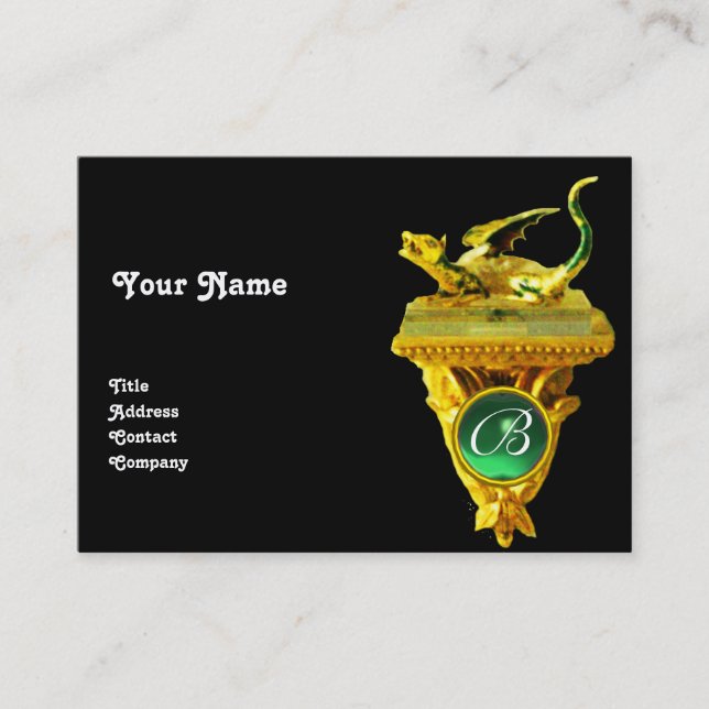 GOLDEN DRAGON GEM MONOGRAM,gult svart,grönt Visitkort (Framsida)