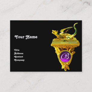 GOLDEN DRAGON GEM MONOGRAM,gult svart, lila Visitkort