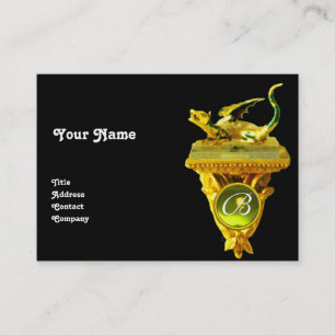 GOLDEN DRAGON GEM MONOGRAM,gult topaz black Visitkort