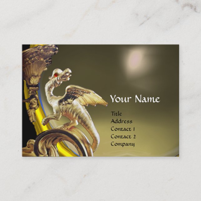 GOLDEN DRAGON GRÅTT AGATE Monogram Visitkort (Framsida)