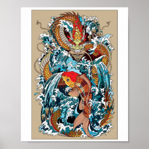 Golden Dragon Grind. Illustration Poster