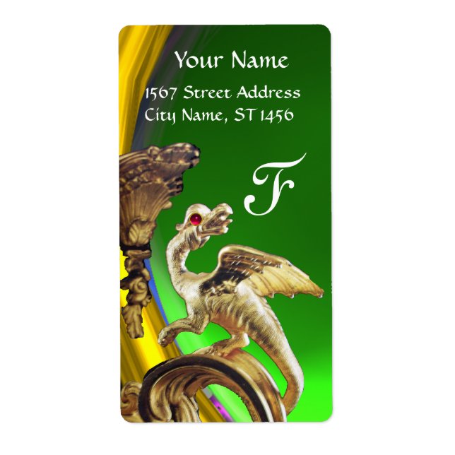 GOLDEN DRAGON GRÖNT EMERALD Monogram Fraktsedel (Framsidan)