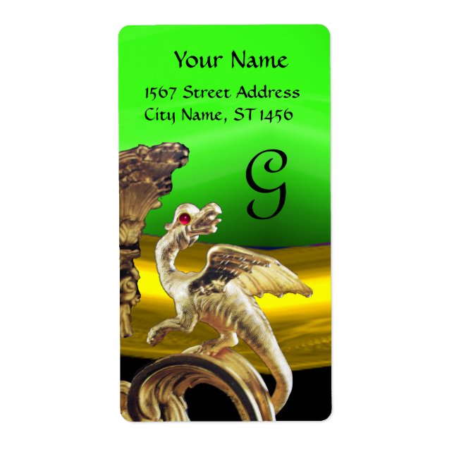 GOLDEN DRAGON GRÖNT EMERALD Monogram Fraktsedel (Framsidan)