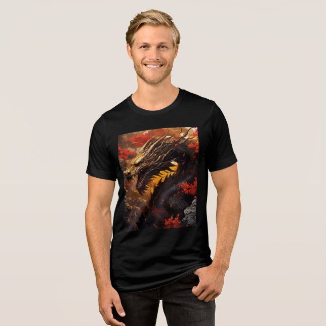 Golden Dragon in Fiery Autumn Canyon T Shirt (Framsida Full)